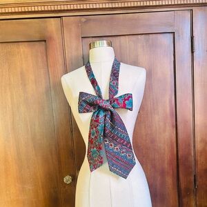 Upcycled Vintage Silk Ties Scarf - Floral Blues